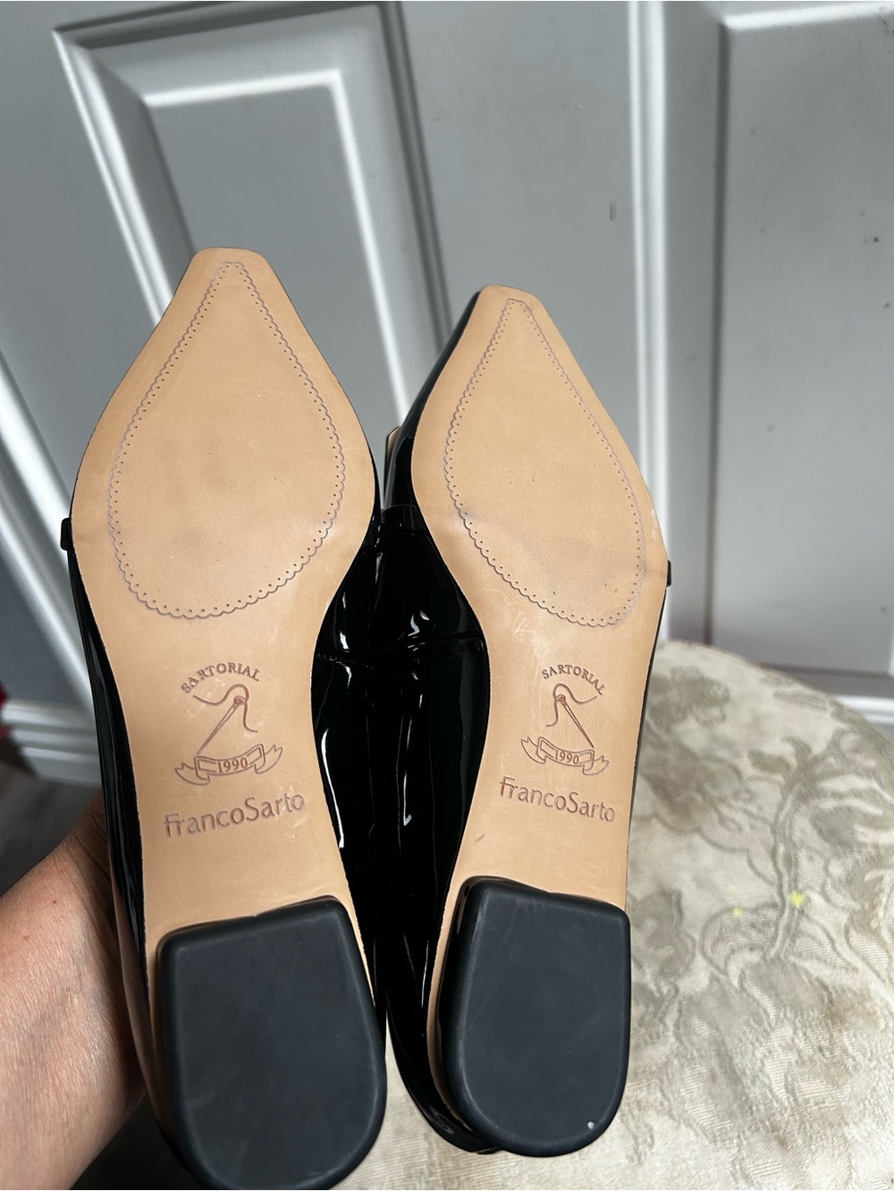 Franco Sarto Black Patent Pointed Kiltie Loafers with Metal Bit - Picture 13 of 16